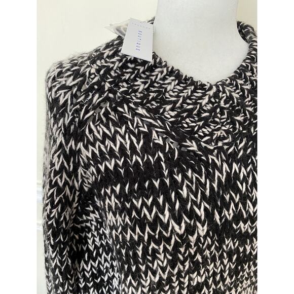 TopShop Black White Chunky Knit Sweater knitted women Size M A003074 - Picture 4 of 9